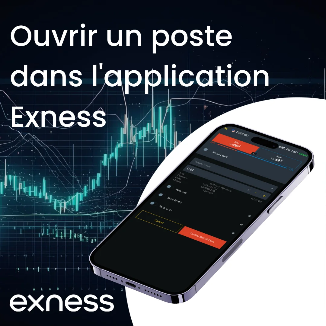 Trading via l'application Exness.